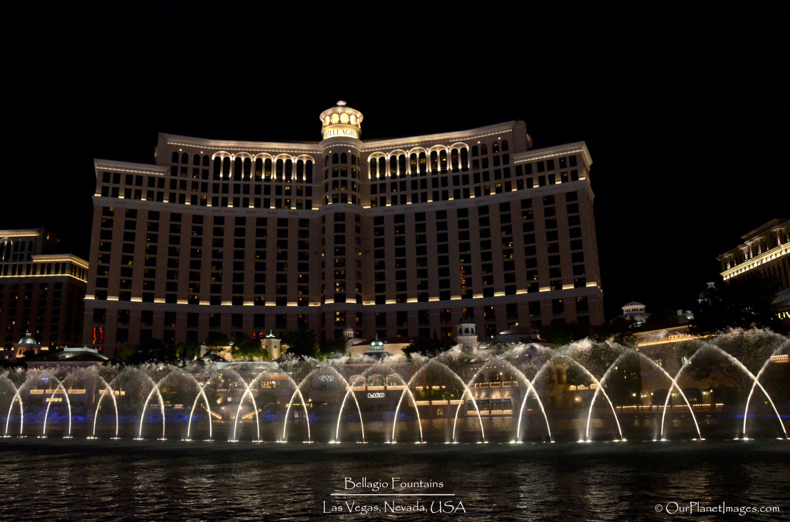 Bellagio Fountain night Show crosses