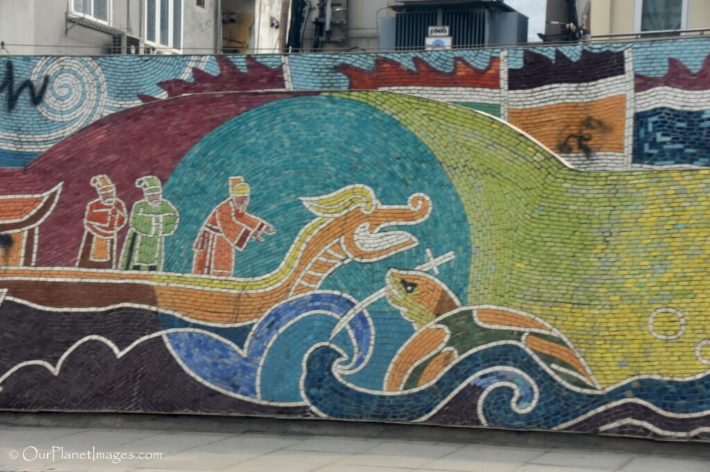 Hanoi ceramic mosaic mural, Hanoi Vietnam